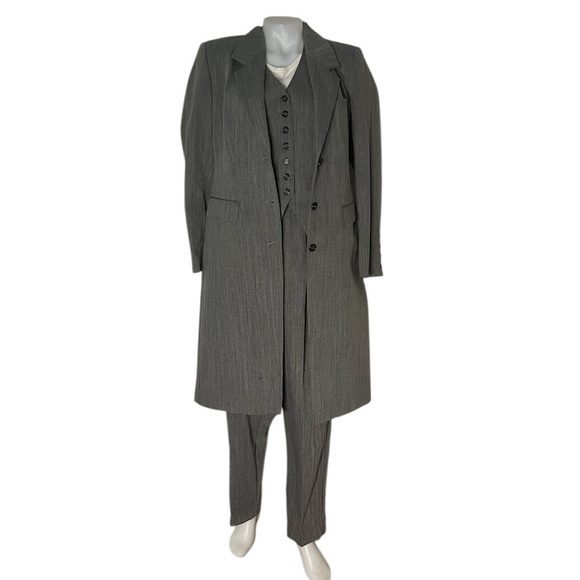 J PETERMAN 3 Piece Pantsuit Longline Jacket Pants Vest Wool Lined Womens VINTAGE - Picture 16 of 16